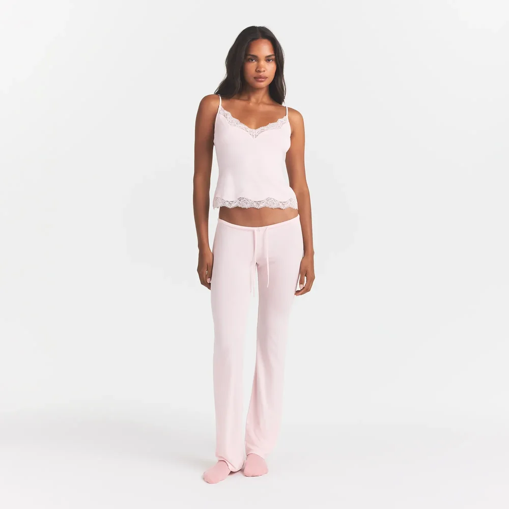 Skims Sleep Lace Cami And Pant Set in Barely Pink