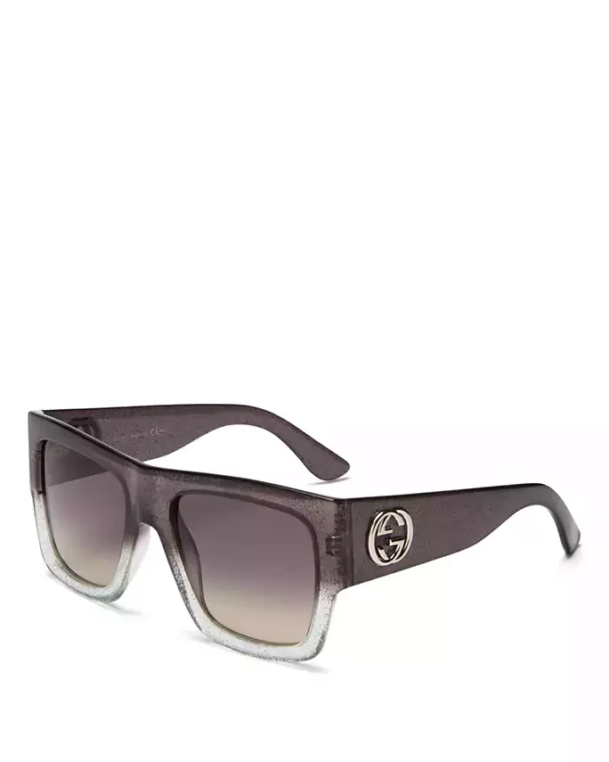 Oversized Flat Top Glitter Sunglasses, 55mm
