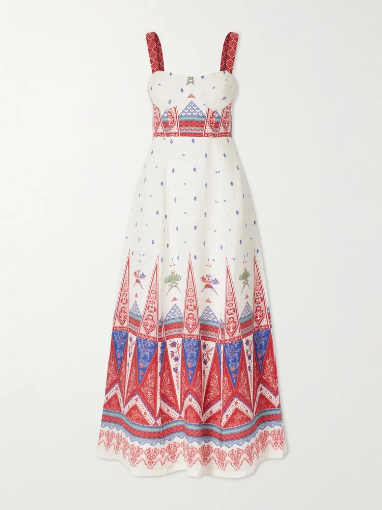 Azzurra printed linen maxi dress