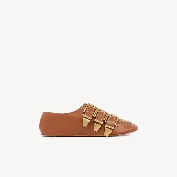 susan studded leather flats - red