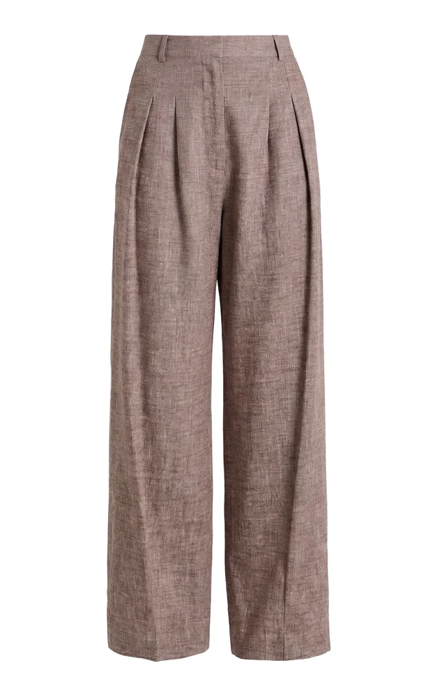 Walford Pleated Linen-Cotton Pants