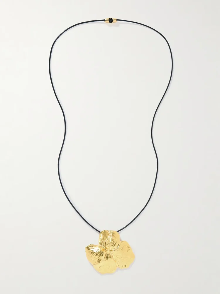 Eden Rock St Barths Hibiscus gold-plated and cord necklace