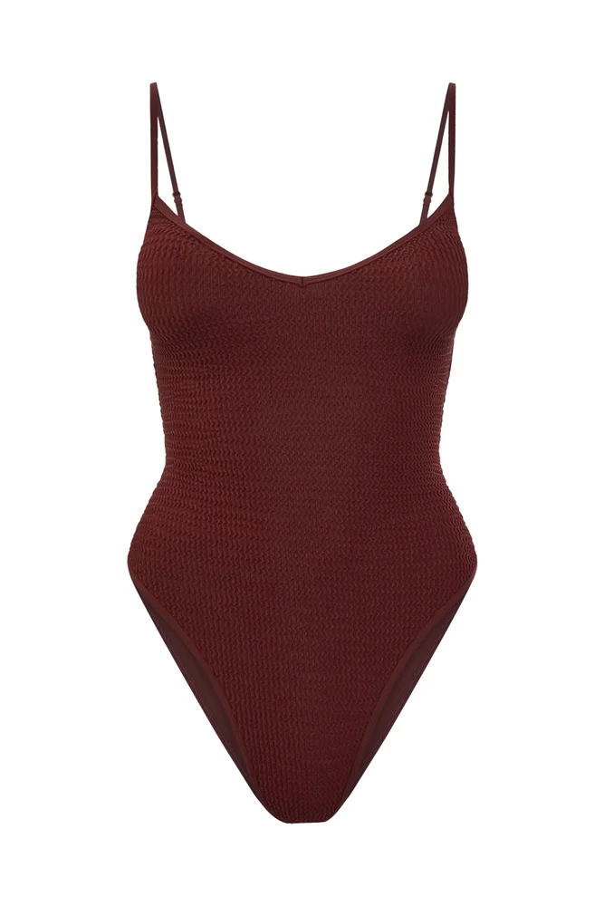 Ravello One Piece, Deep Burgundy Crinkle