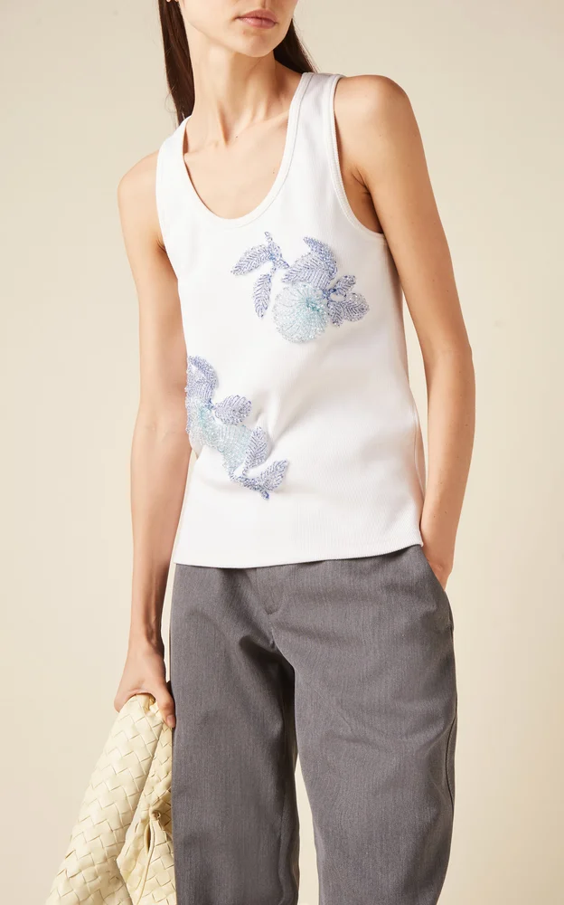 Beaded Cotton Tank Top