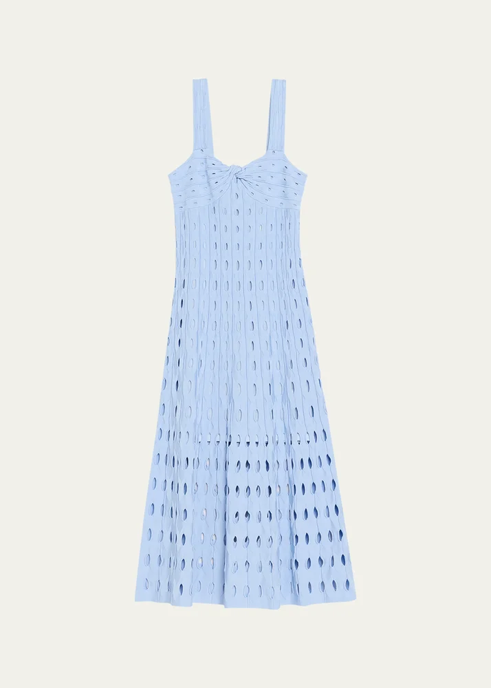 Christina Knit Twist-Front Midi Dress