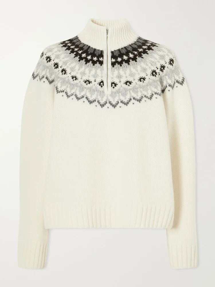Saint Gervais Fair Isle cashmere half-zip sweater