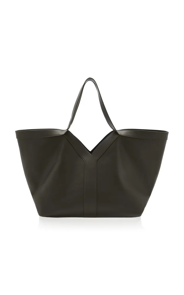Large Y Leather Tote Bag