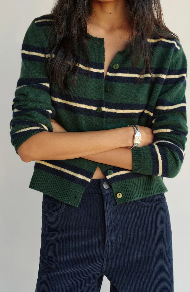 Clara Stripe Cashmere Cardigan