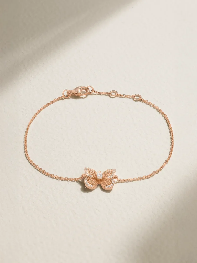 Portraits of Nature Butterfly 18-karat rose gold diamond bracelet