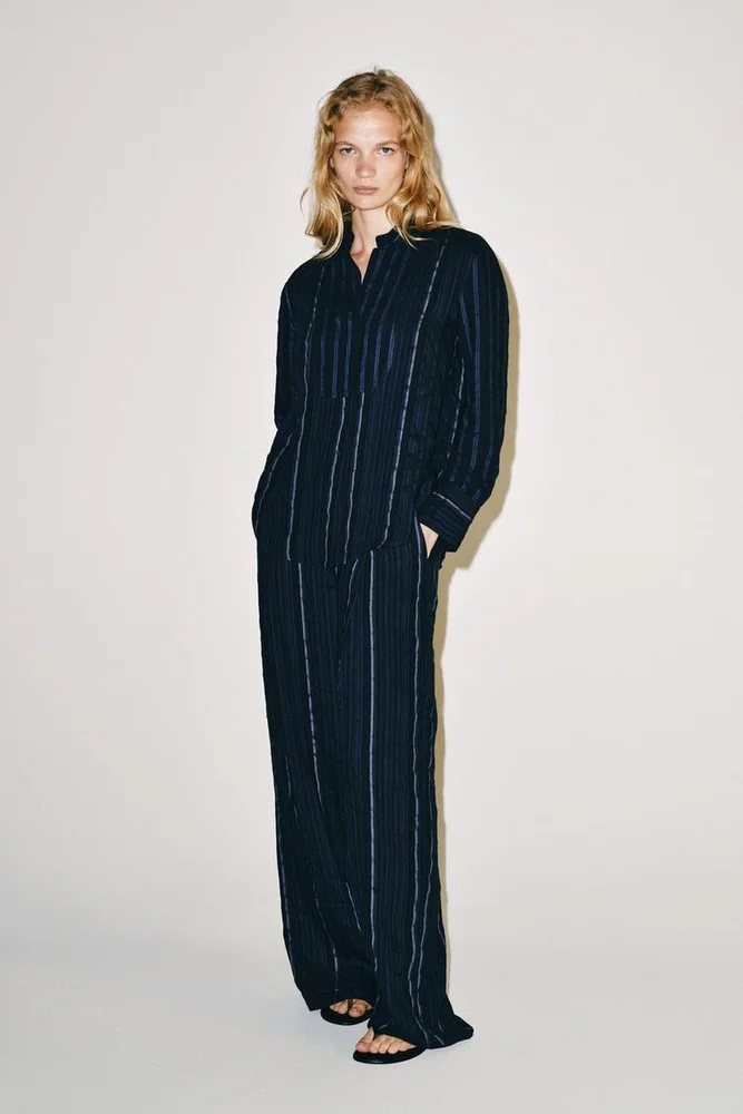 ZW COLLECTION STRIPED BIB SHIRT