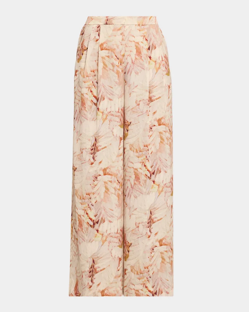 Leighton Floral-Print Hammered Satin Pants