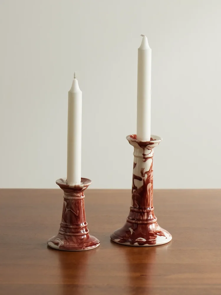 Wardour Set of Two Earthenware Candlesticks