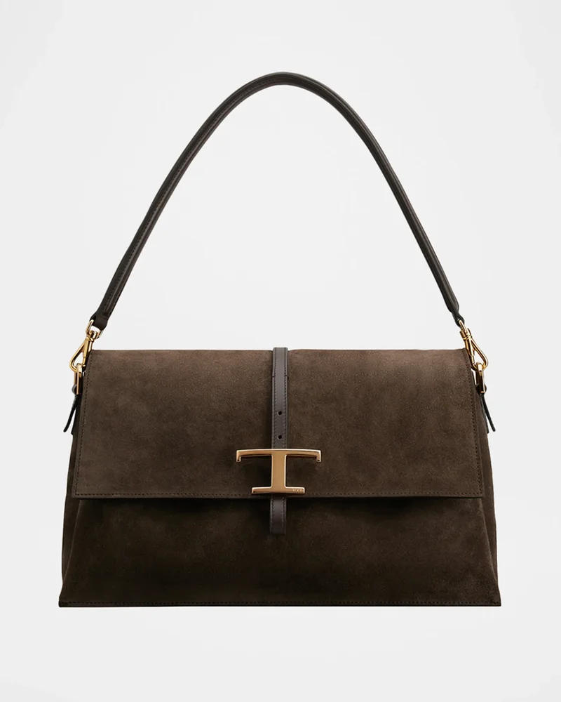 T Timeless Suede Shoulder Bag