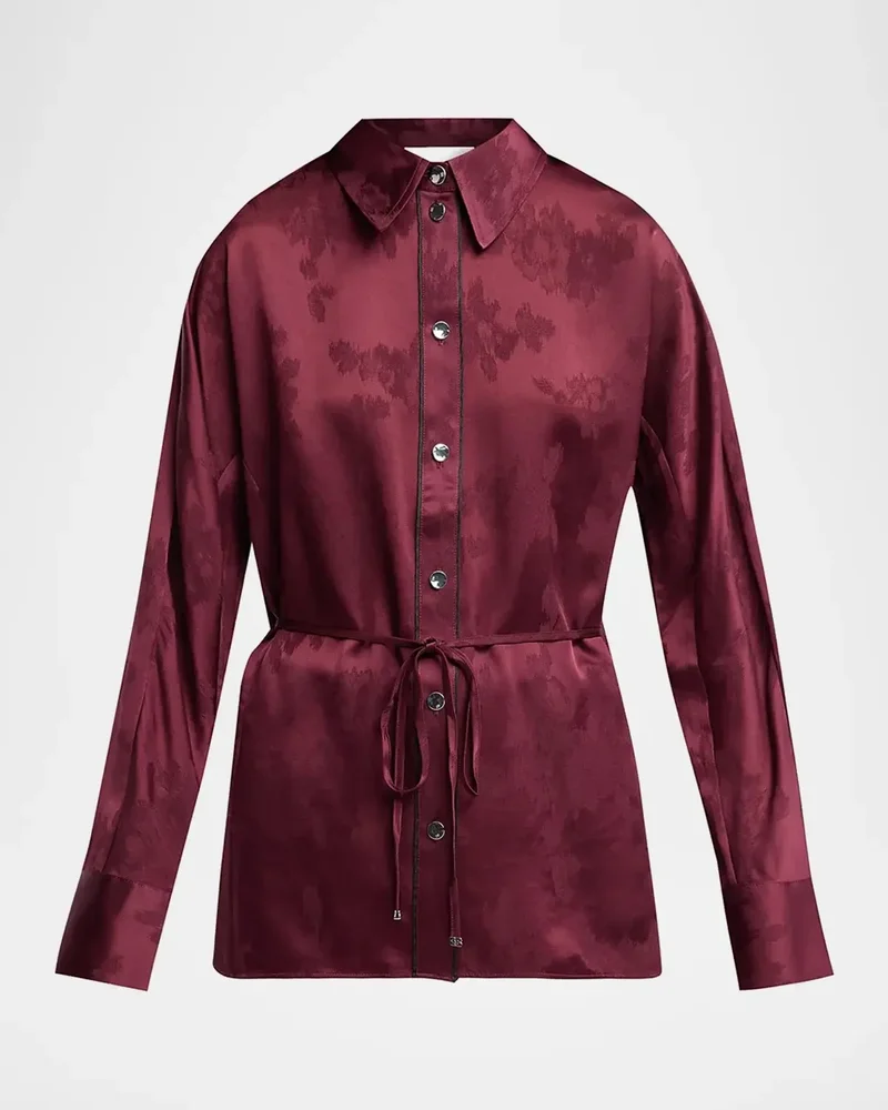 Satin Jacquard Drawstring Shirt