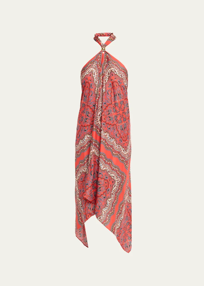 Twist Printed Silk Scarf Dress