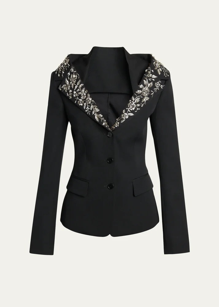 Beaded Off-The-Shoulder Single-Breasted Jacket