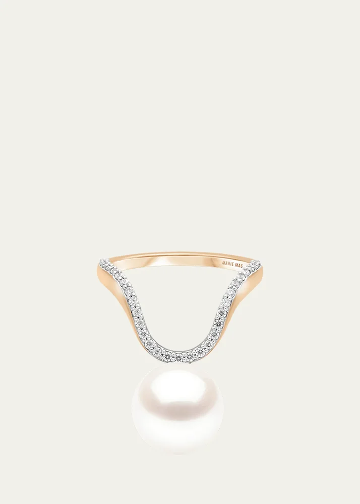 18K Diamond and Pearl Aura Ring