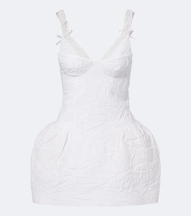 Crinkled cotton-blend minidress