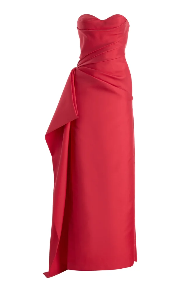 Strapless Draped Mikado Gown
