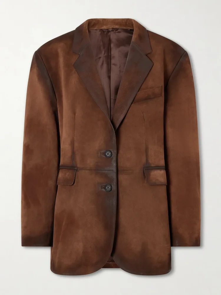 Distressed suede blazer