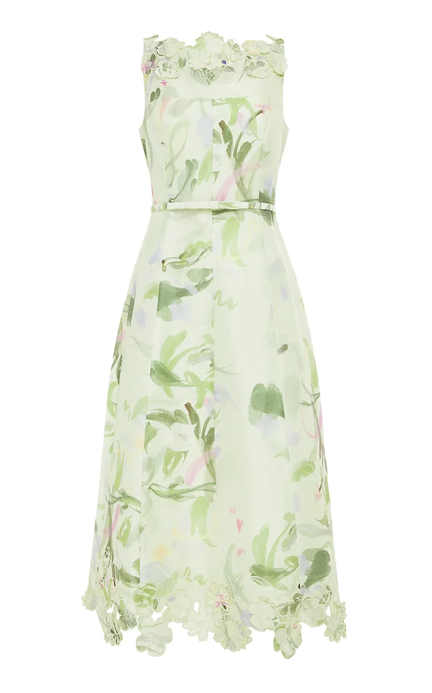 Cleo Applique Linen-Silk Midi Dress