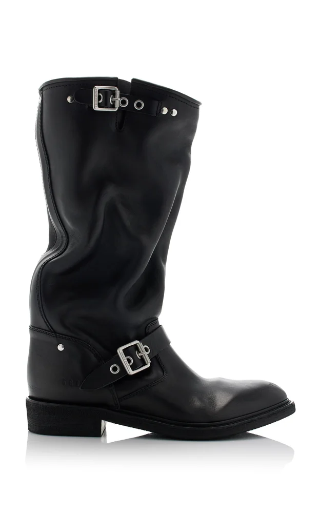 Biker Leather Knee Boots