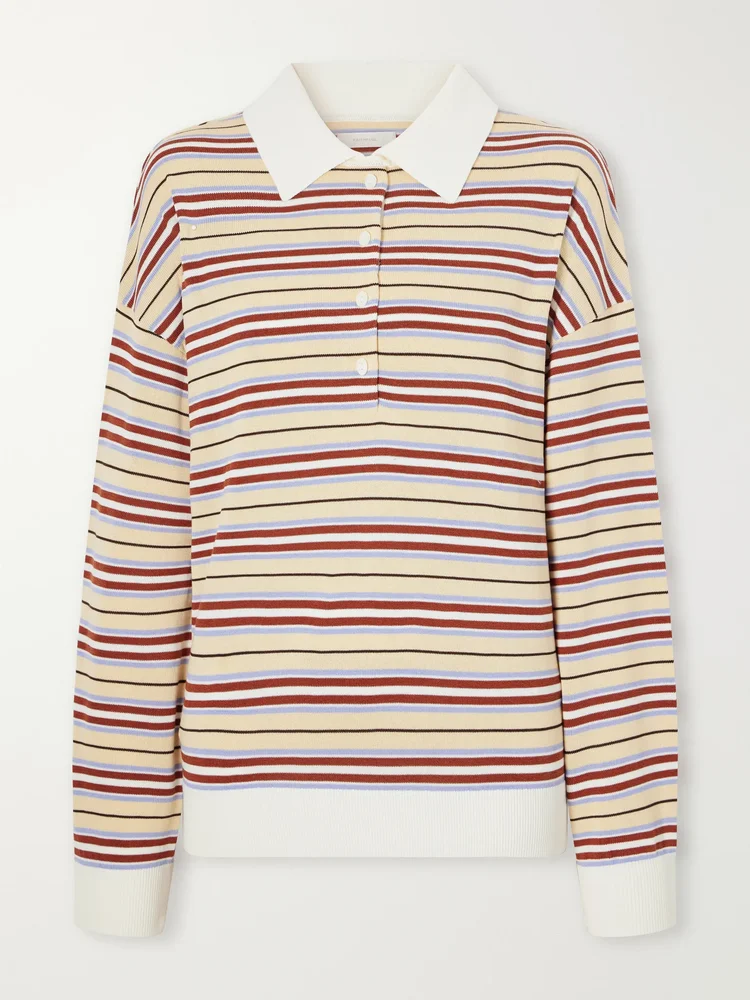 Harlow striped knitted polo shirt