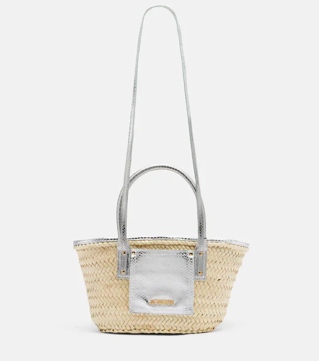 Soli Small croc-effect raffia basket bag