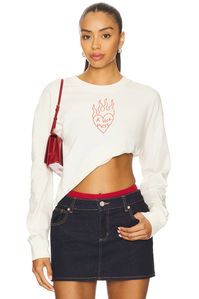A Hot Mess Kickoff Crop Crew Sweatshirt
