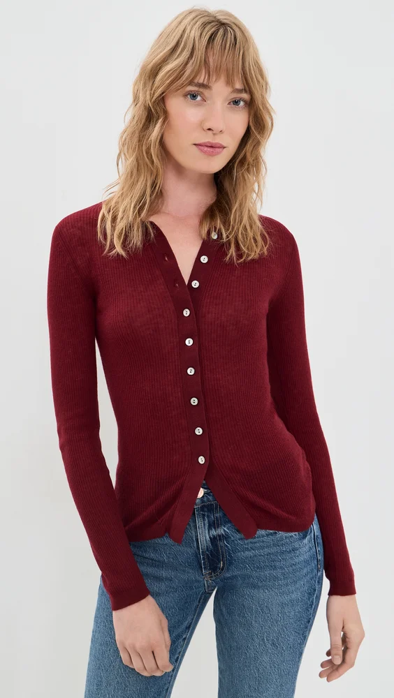 Korey Wool Featherweight Rib Cardigan