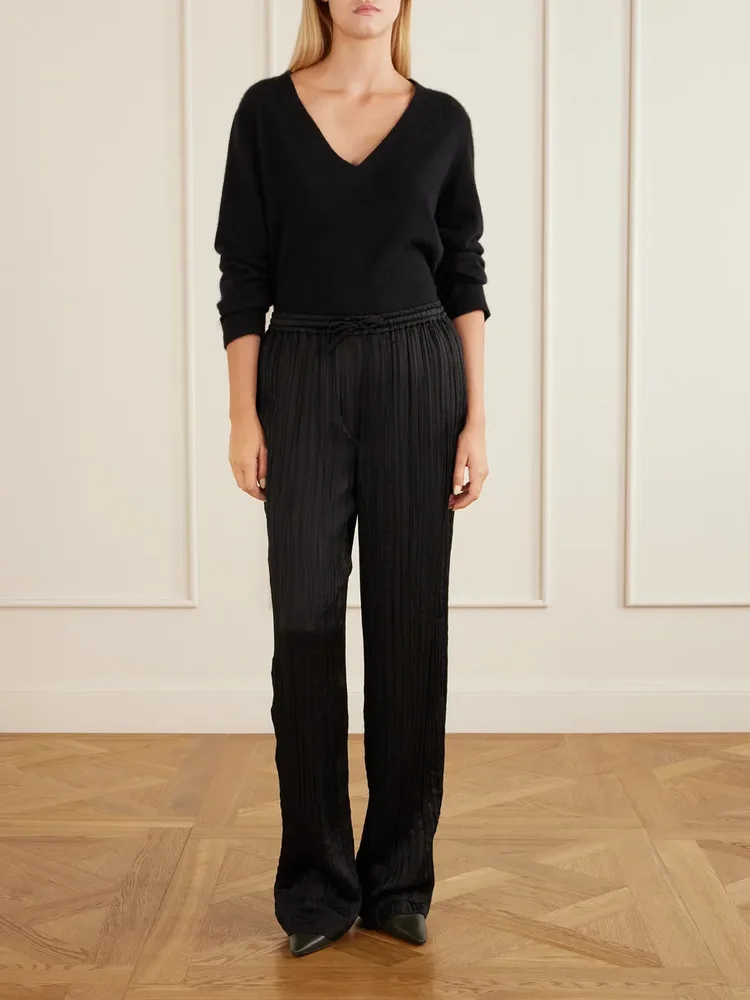 Kriza pleated silk wide-leg pants