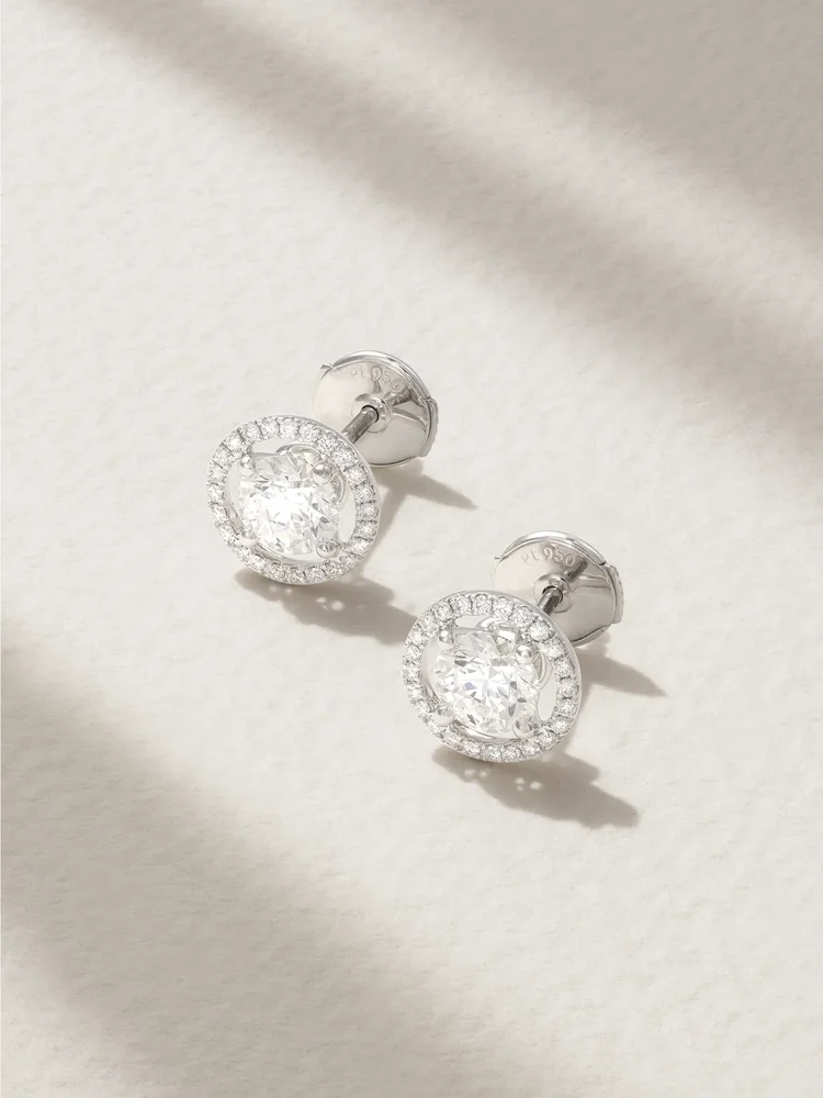 Aura Solitaire platinum diamond earrings