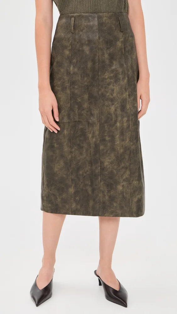 Faux Leather Margot Midi Skirt