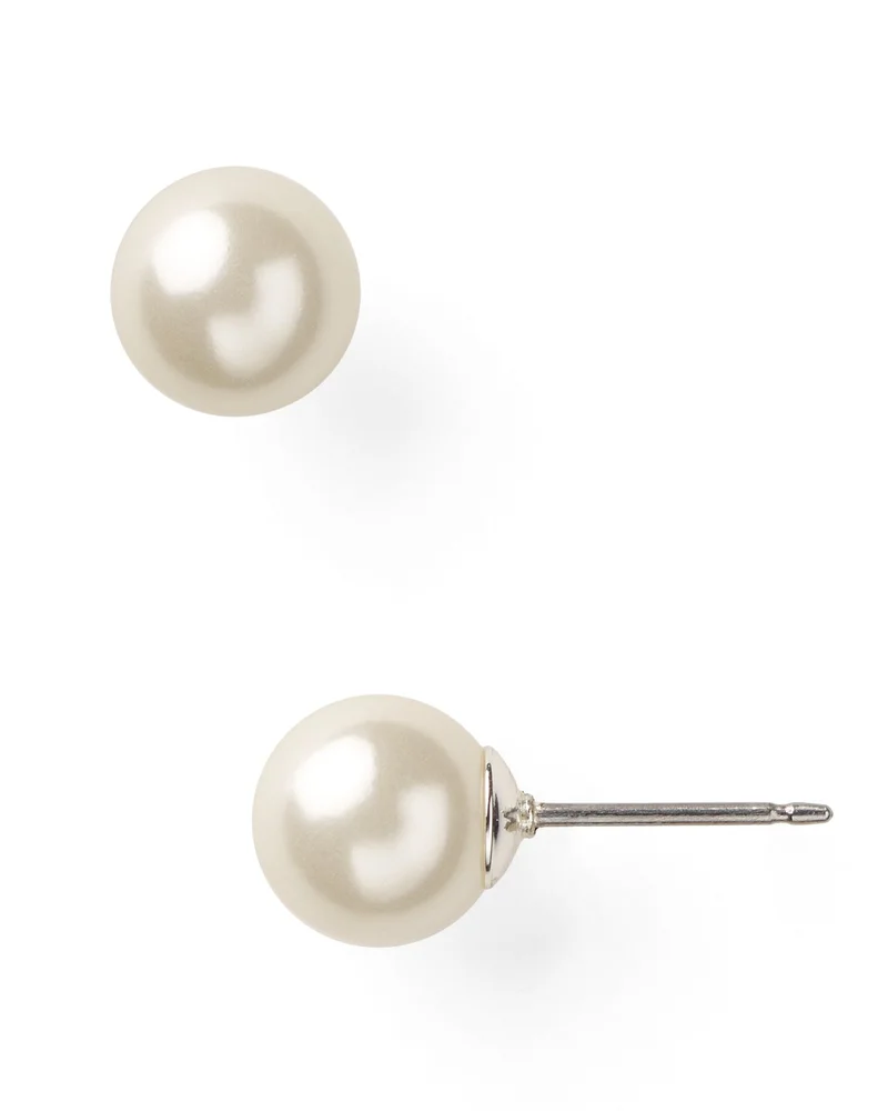 Imitation-Pearl Stud Earrings, 10mm