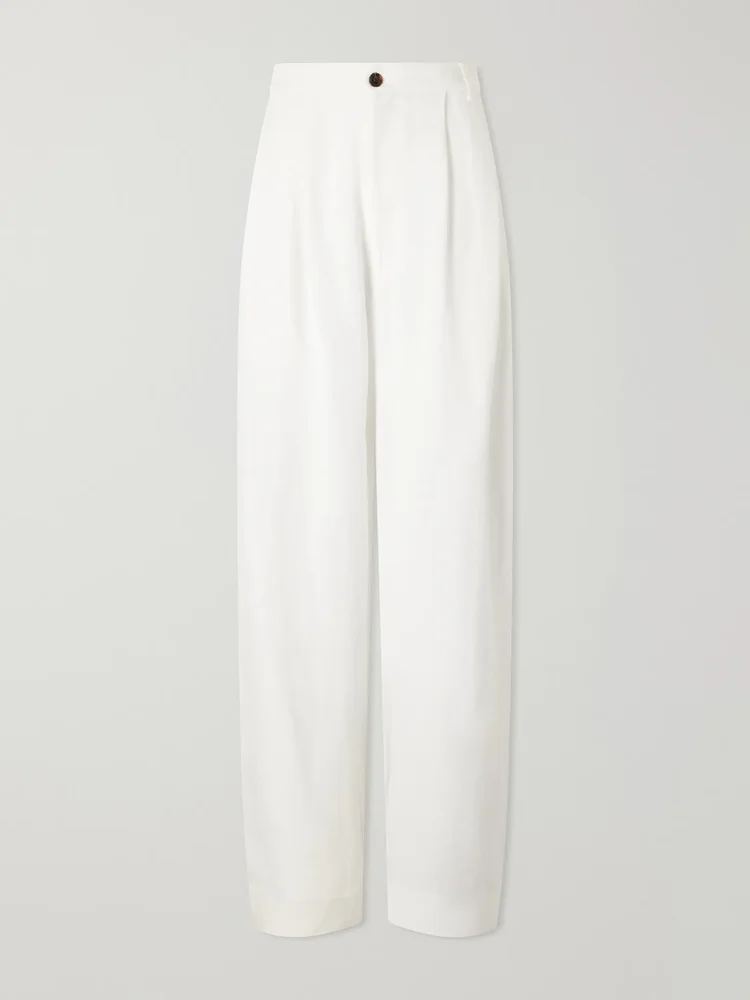 Tapered linen-blend pants