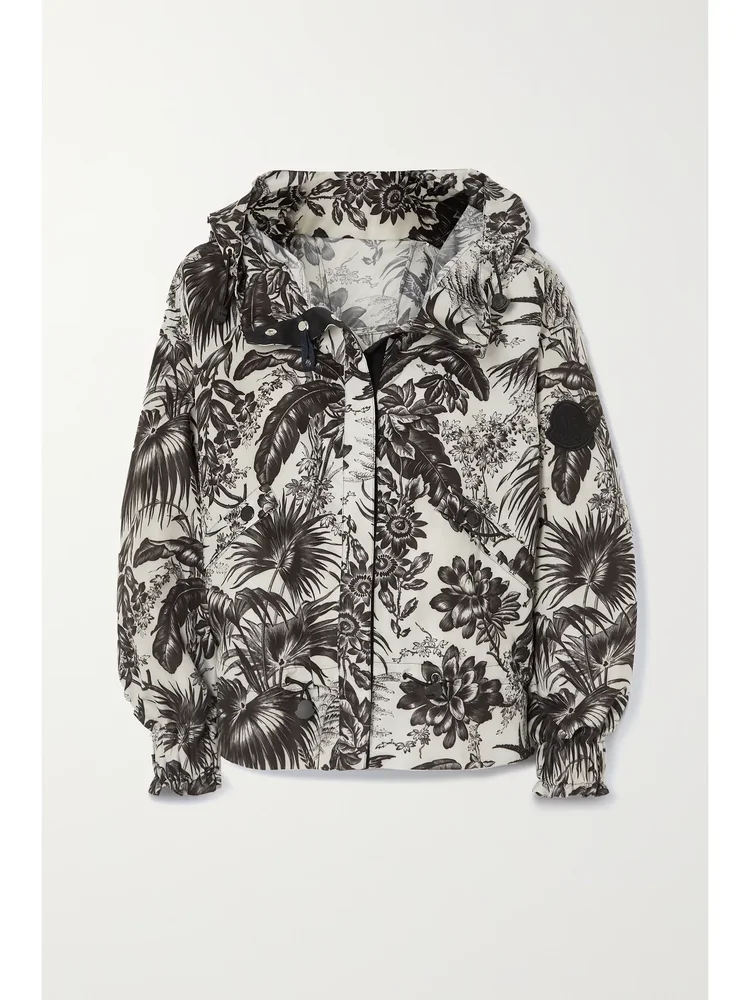 Albireo hooded floral-print shell jacket