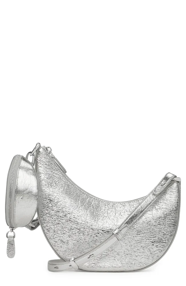 Mini Duo Crinkle Metallic Leather Crossbody Bag