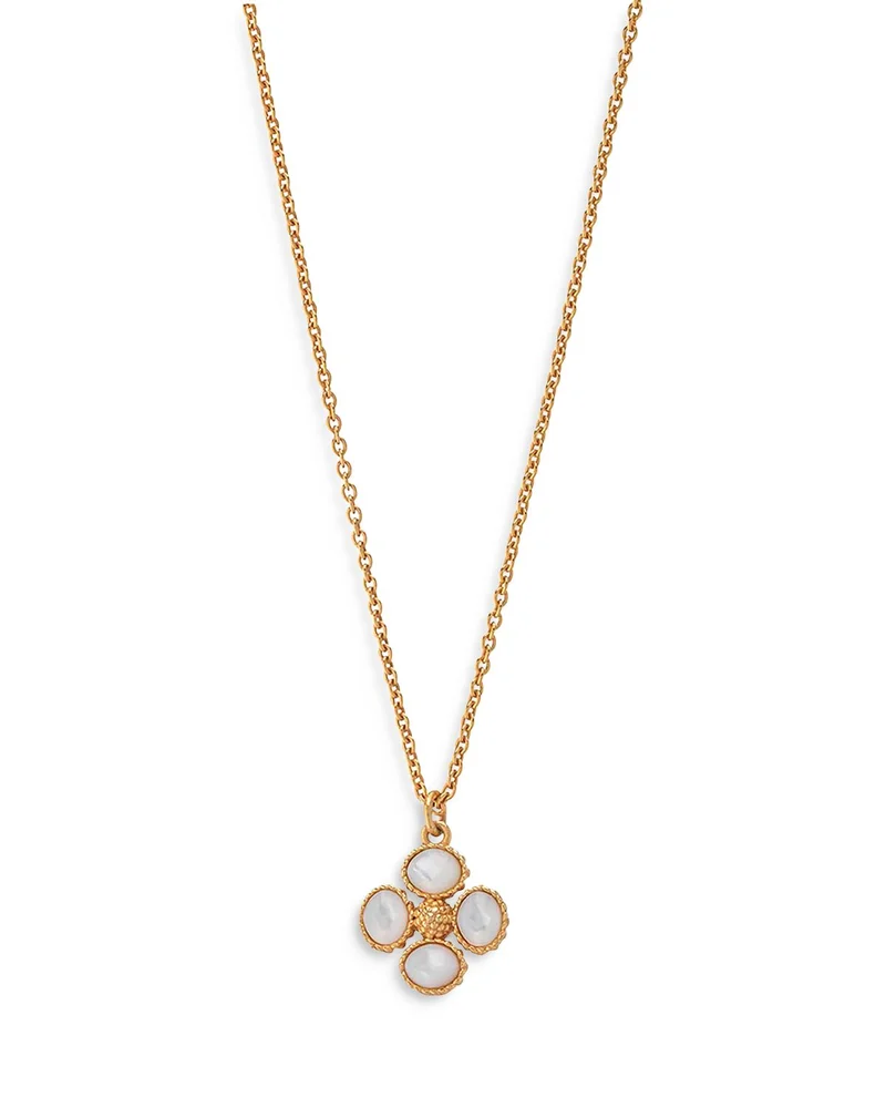 Berry Clover Mother of Pearl Double Sided Charm Necklace, 16"