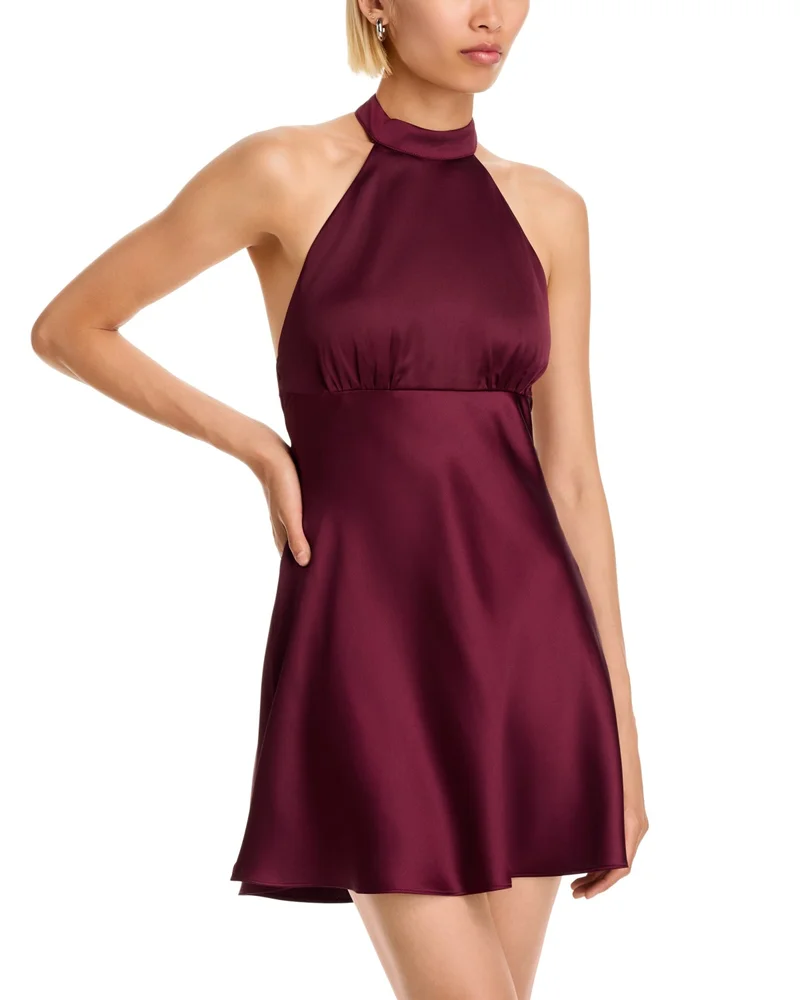 Halter Satin Mini Dress - Exclusive