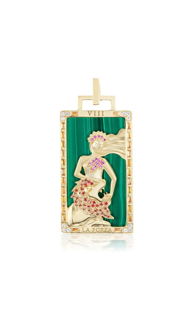 La Forza Piccola 18K Yellow Gold Multi-Stone Tarot Card Pendant
