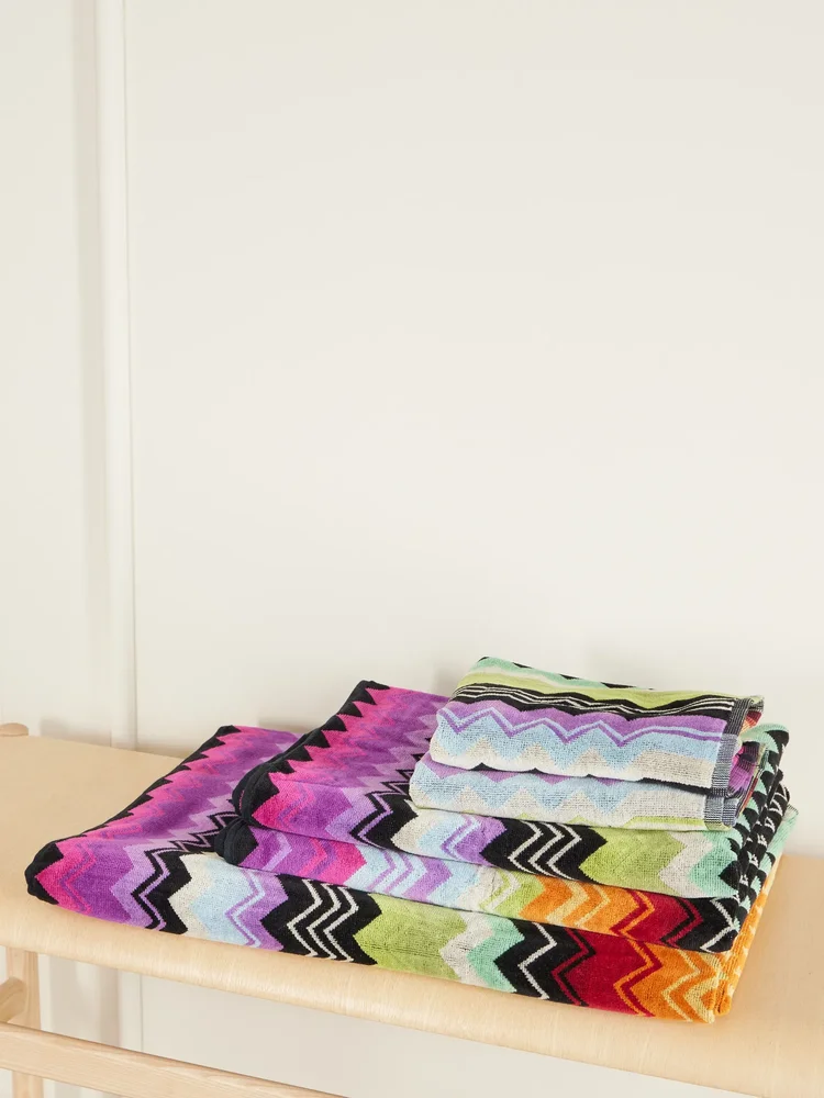 Giacomo set of five striped jacquard-knit cotton-terry towels