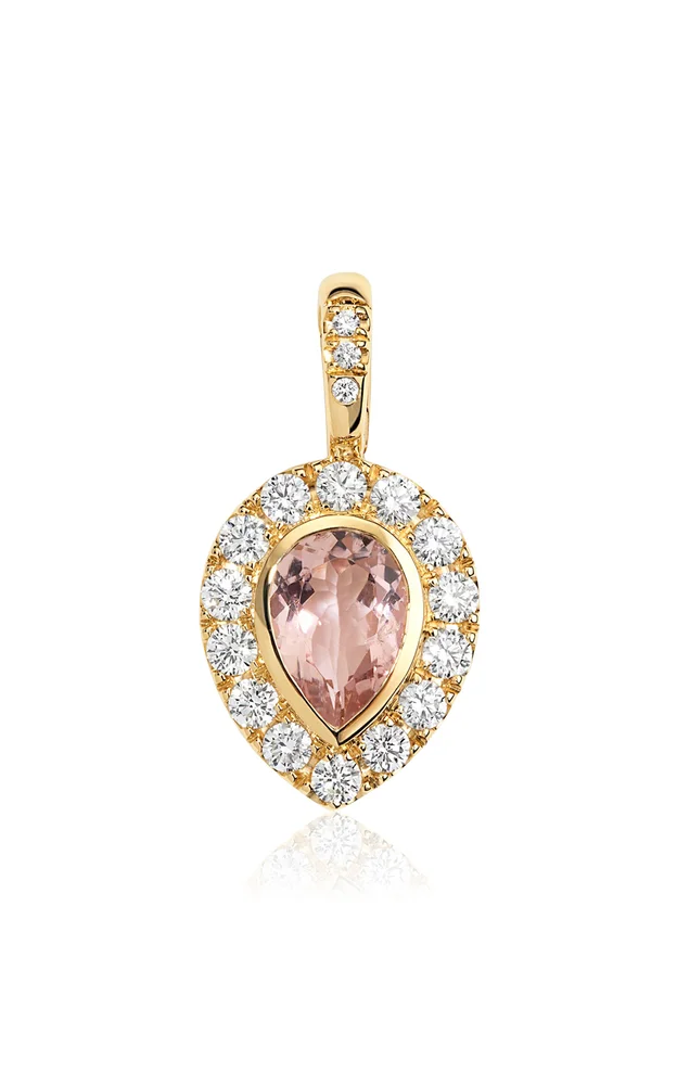 14K Yellow Gold, Pink Tourmaline And Diamond Pear Pendant
