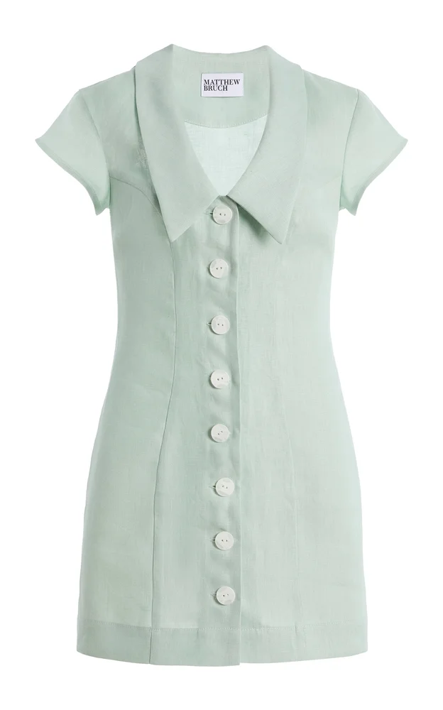 Collared Linen Mini Dress