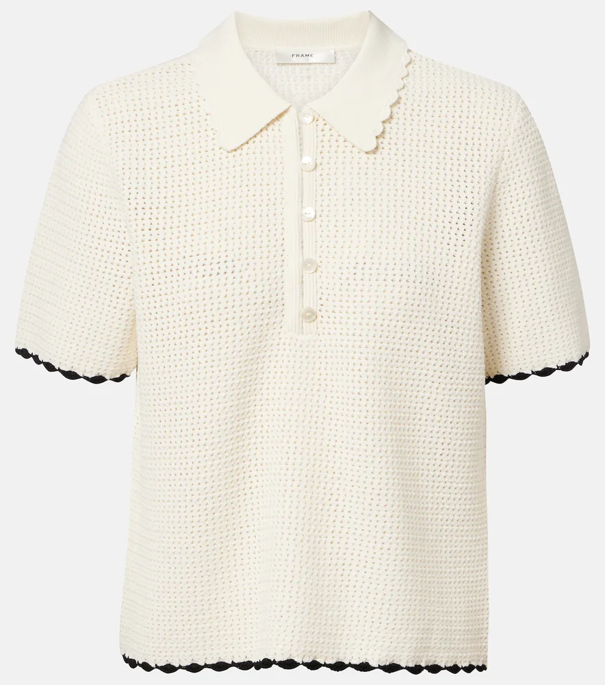 Daybreak crochet scalloped polo shirt