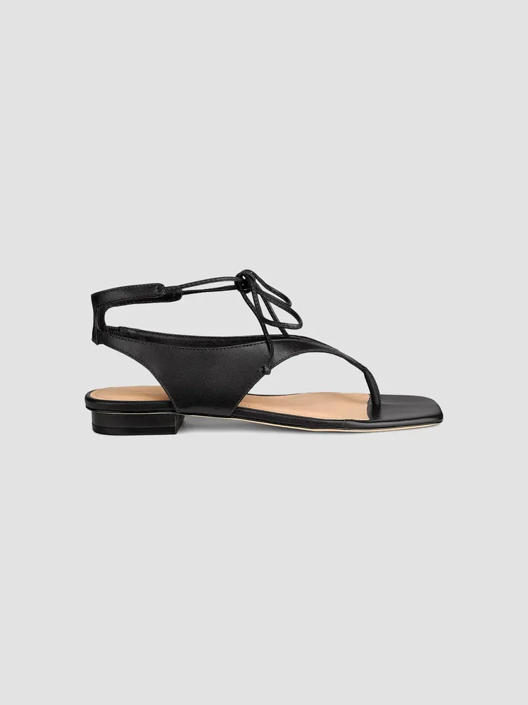 Leather Ankle-Wrap Sandals