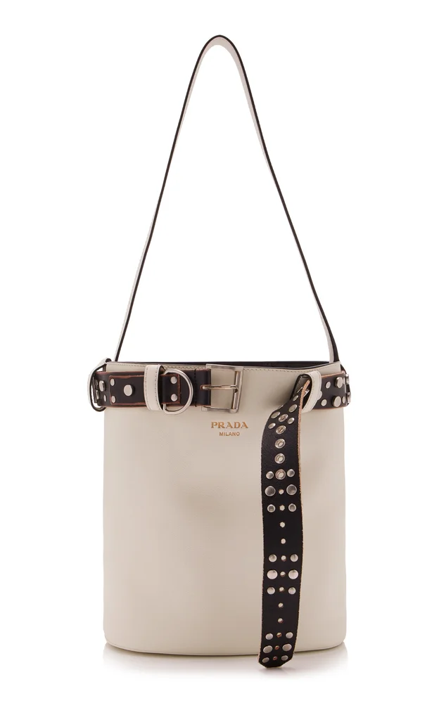 Buckle Leather Bucket Bag