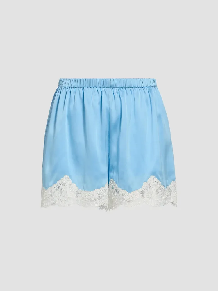 Anora Lace-Trim Silk Shorts