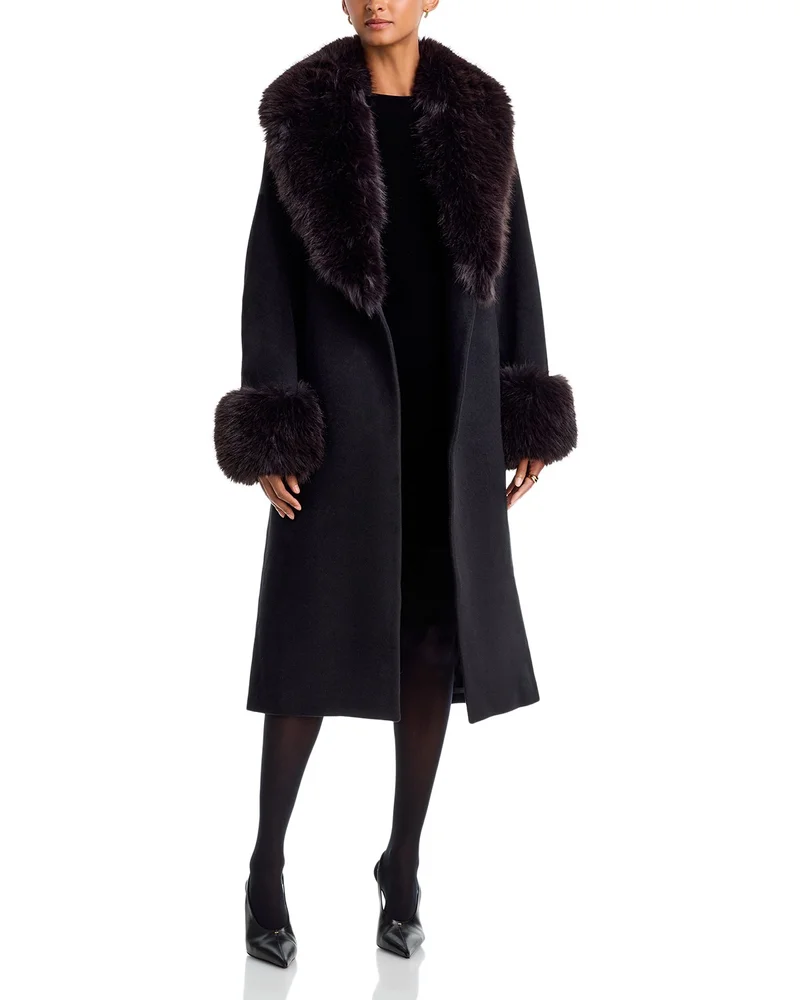 Kinsley Shearling Belted Long Coat