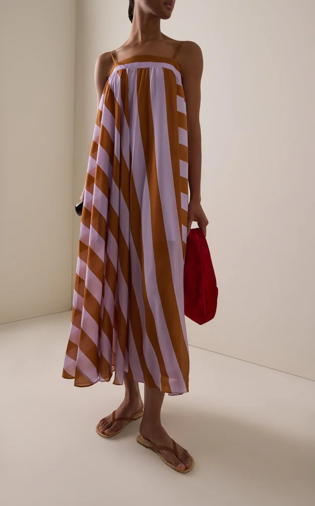 Indra Striped Silk Maxi Dress