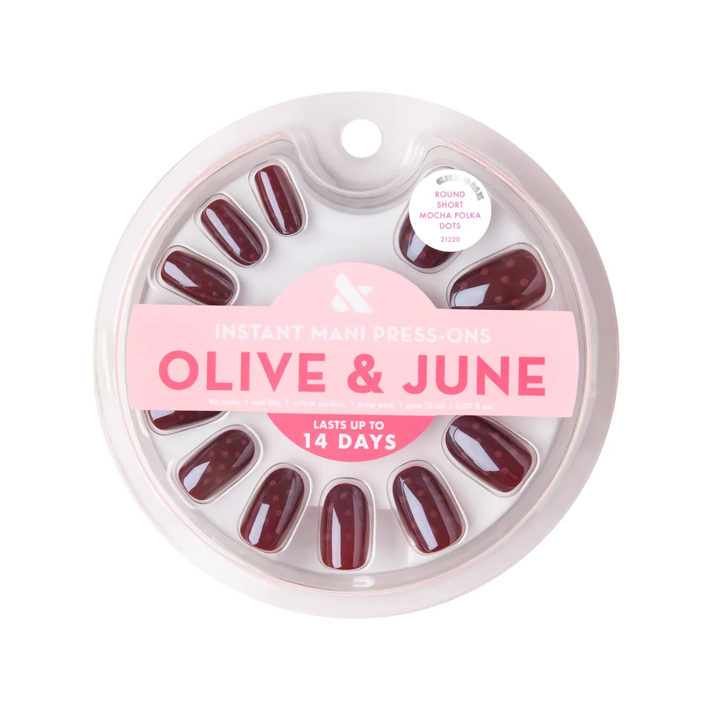 Cherry Mocha Polka Dots - Press-On | Short | Round